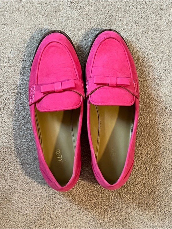 J. Crew Shoes - J. Crew Hot Pink Suede Bow Loafers